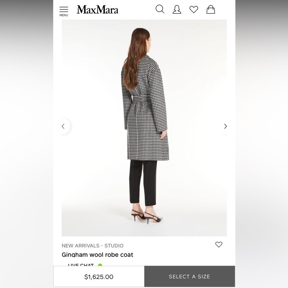 SOLD! NWOT Max Mara Studio Label-cut Alcade Check-Print Wool Wrap Coat Fall - Picture 8 of 17